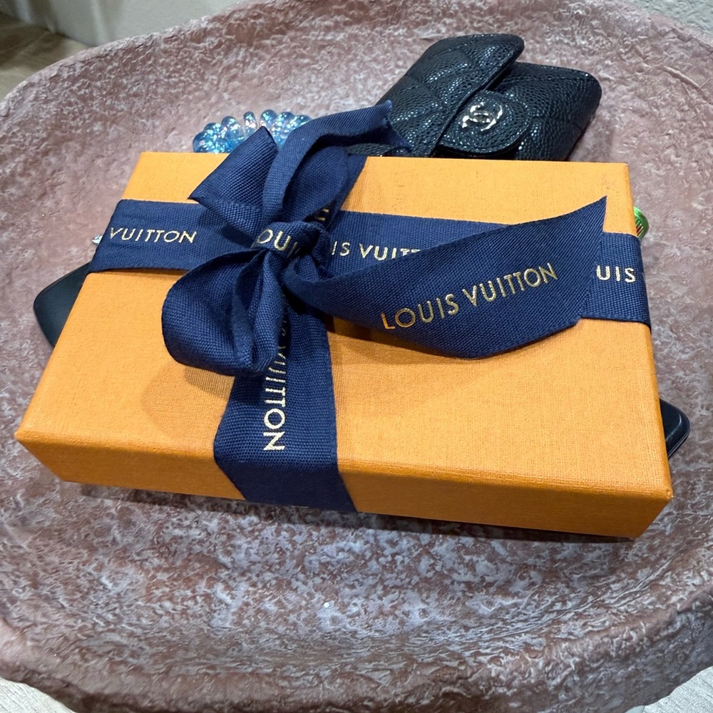 Louis Vuitton Orange Box with Navy Ribbon